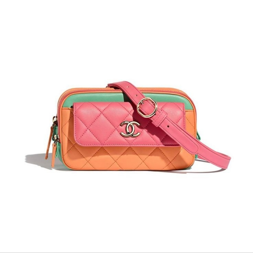Chanel 2020 Cruise In & Out Waist Bag - Barbie Pink, Orange, and Turquoise